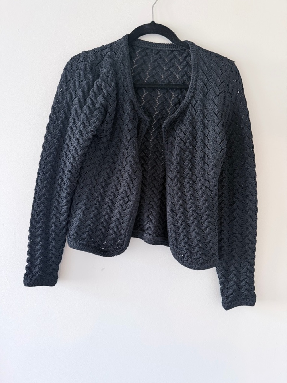 Black Open-Front Knit Women’s Sweater Cardigan